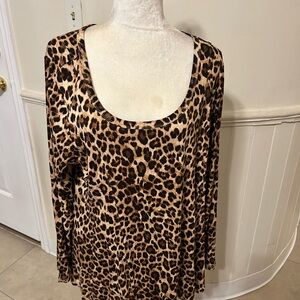 New With Tags Torrid Animal Print Scoop Neck Fit N Flair Blouse Size 2